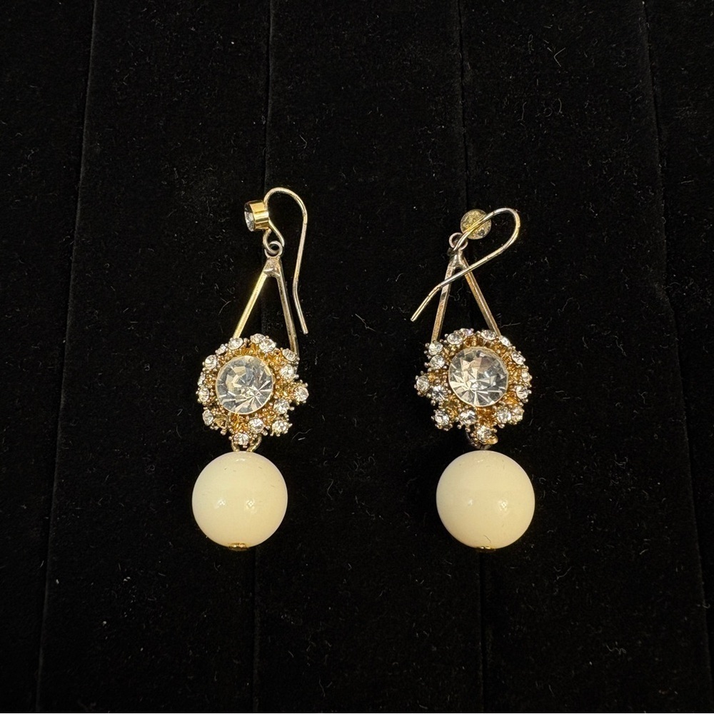 Vintage Faux Pearl Drop Dangle Earrings
